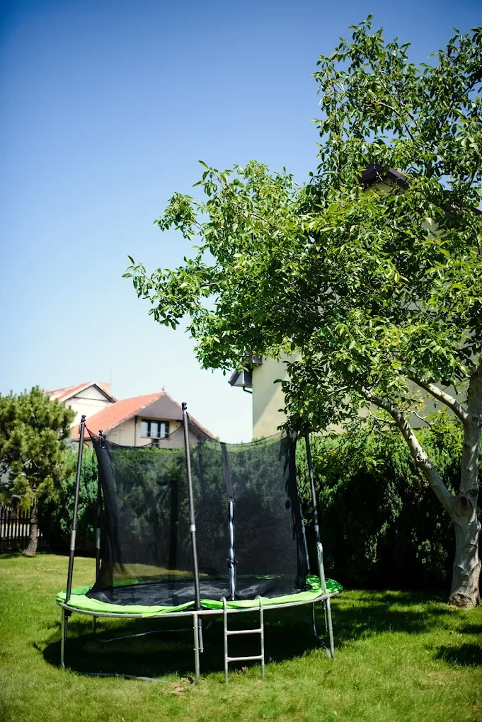 Trampolina w ogrodzie